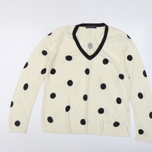 Marks and Spencer Ivory Polka Dot Women's Pullover Jumper Size 14