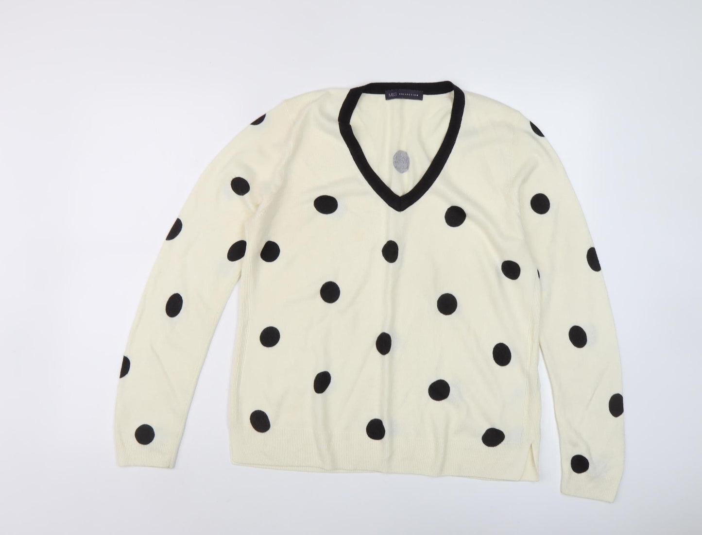 Marks and Spencer Ivory Polka Dot Women's Pullover Jumper Size 14