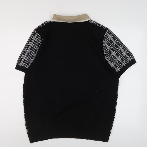 River Island Men's Black Collared Pullover Jumper L