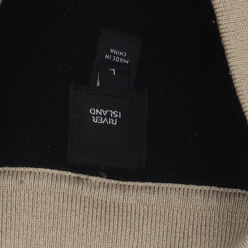 River Island Men's Black Collared Pullover Jumper L