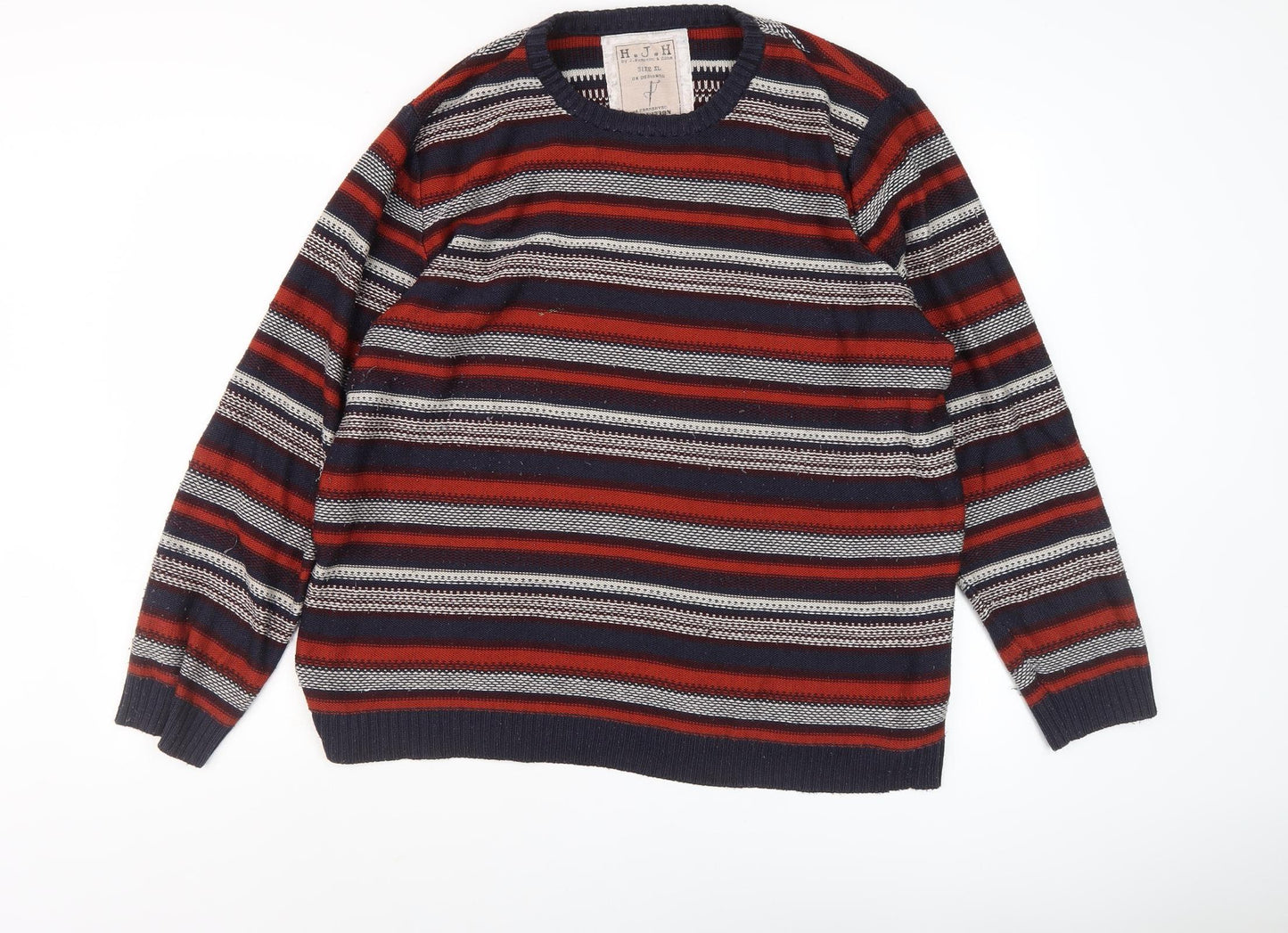 H.J.H Men's XL Multicoloured Striped Pullover Jumper