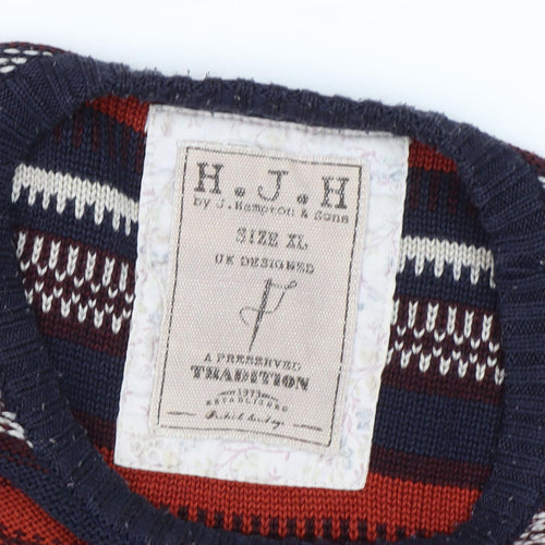 H.J.H Men's XL Multicoloured Striped Pullover Jumper