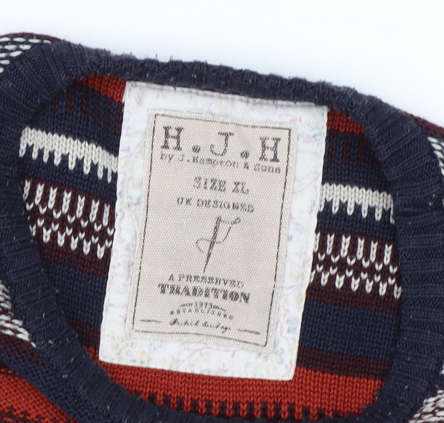 H.J.H Men's XL Multicoloured Striped Pullover Jumper