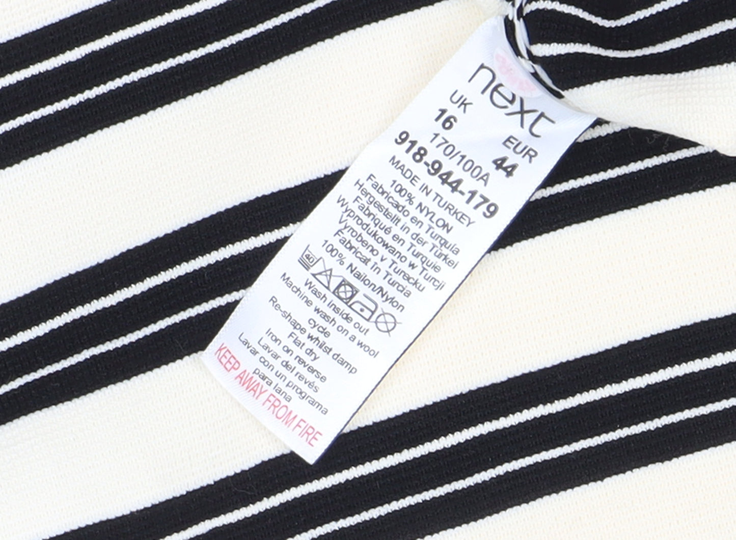 Next Women's Black Striped T-Shirt UK Size 16