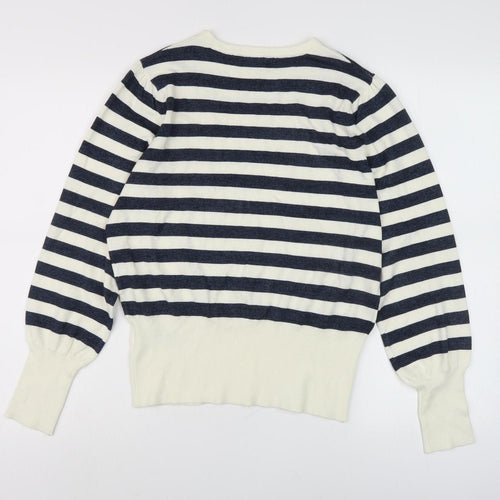 Marks and Spencer Women's Black Striped Pullover Jumper M