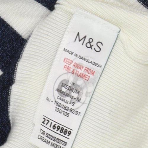 Marks and Spencer Women's Black Striped Pullover Jumper M