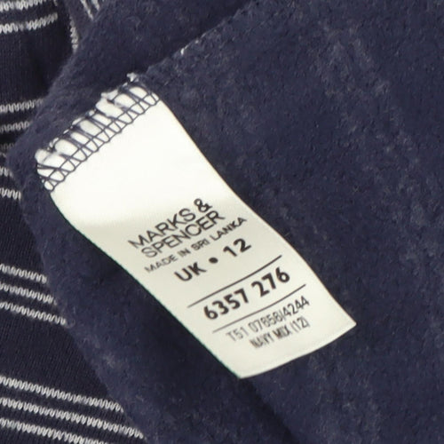 Marks and Spencer Women's Blue Striped Sweatshirt 12