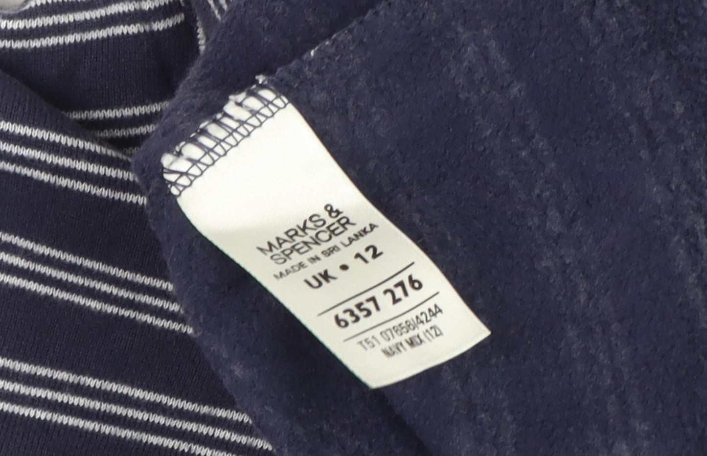 Marks and Spencer Women's Blue Striped Sweatshirt 12