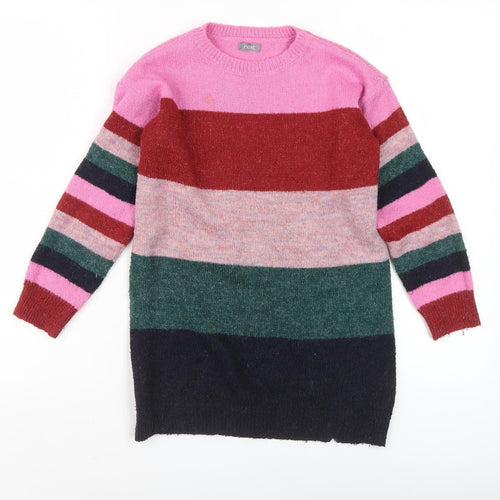 Next Girls Multicoloured Pullover Jumper, Size 7, Striped