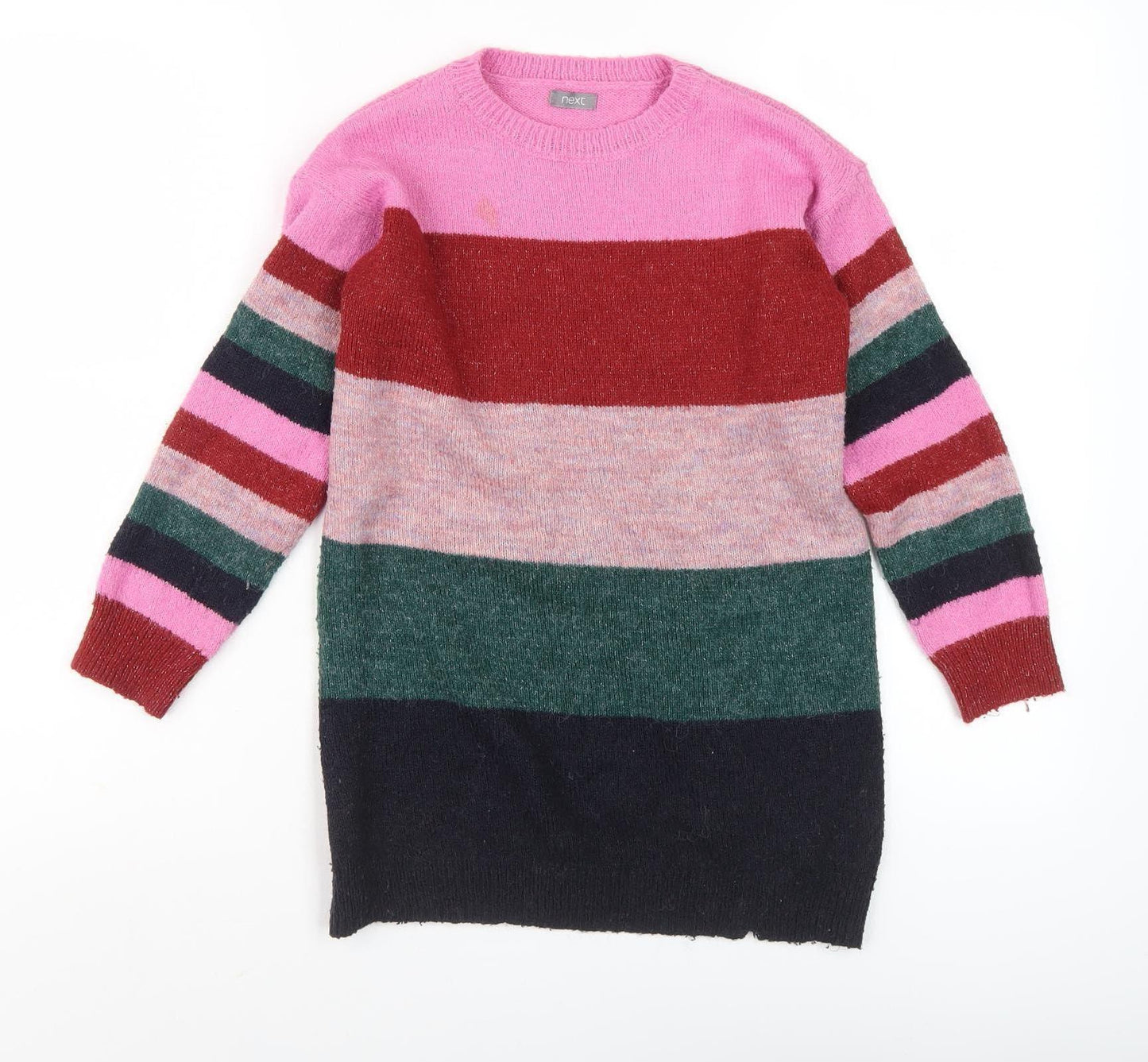 Next Girls Multicoloured Pullover Jumper, Size 7, Striped