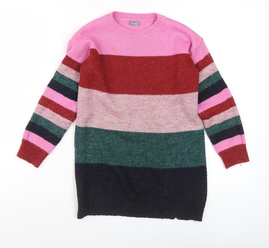 Next Girls Multicoloured Pullover Jumper, Size 7, Striped
