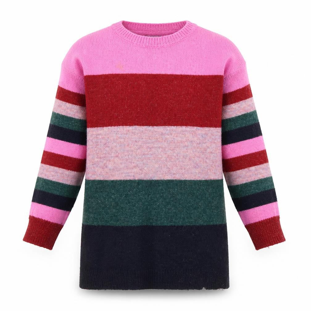 Front view of Next girls’ multicoloured jumper, size 7, striped