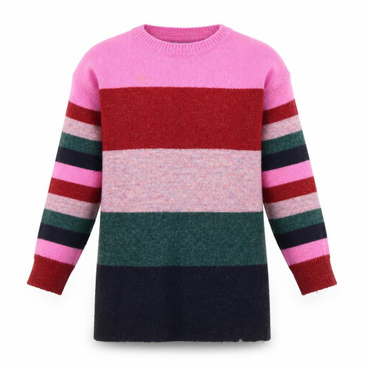 Front view of Next girls’ multicoloured jumper, size 7, striped