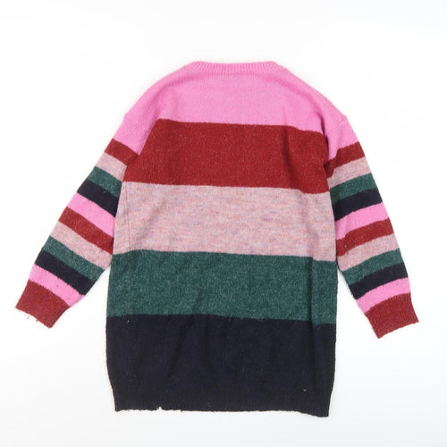 Next Girls Multicoloured Pullover Jumper, Size 7, Striped
