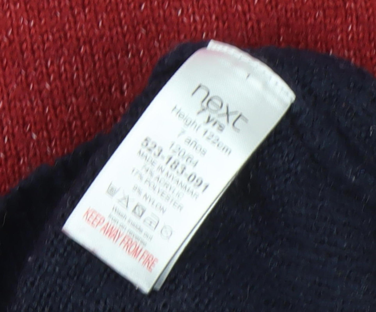 Next Girls Multicoloured Pullover Jumper, Size 7, Striped