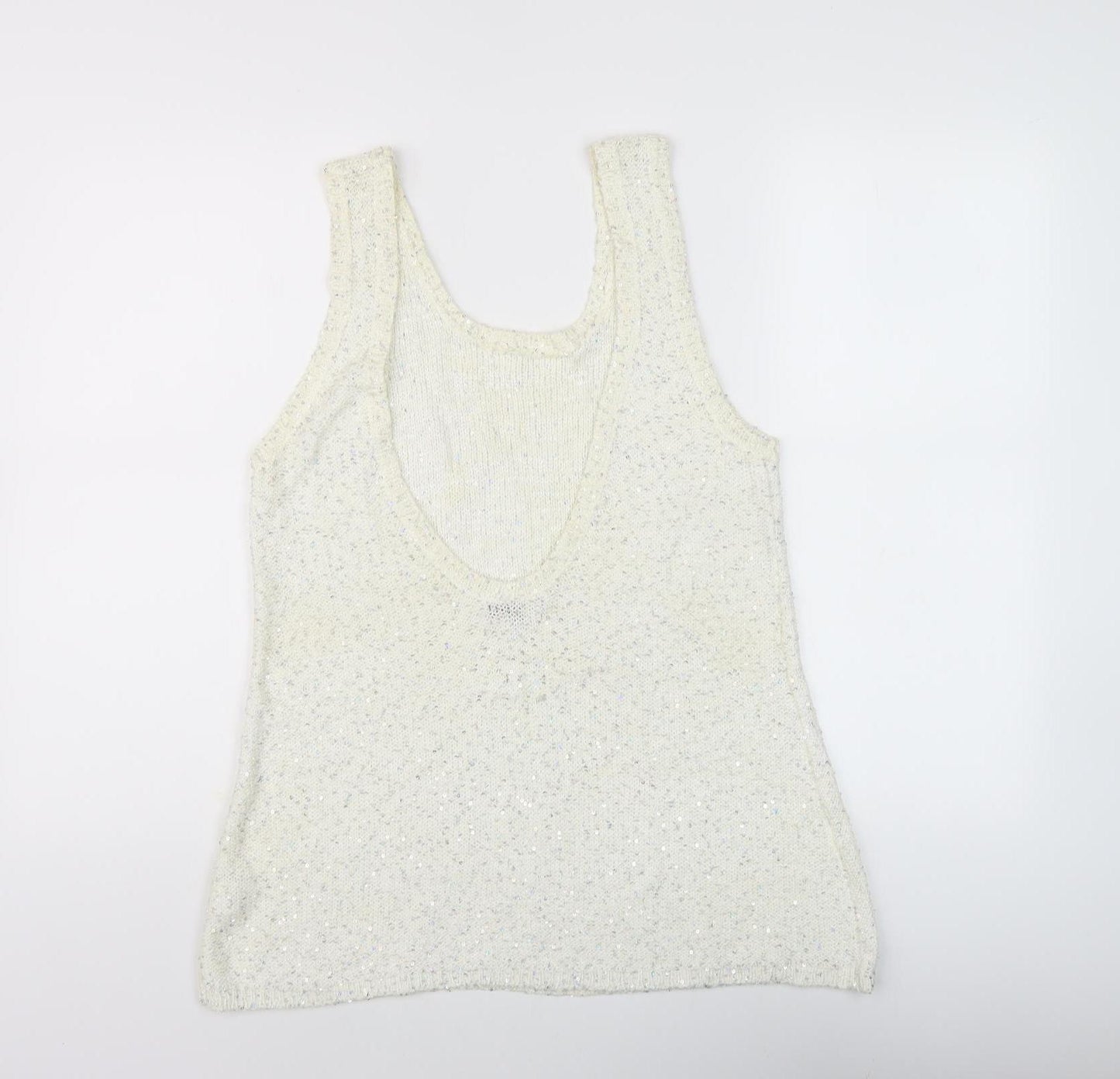 River Island Women's Ivory Sequin Tank Top - Size 10