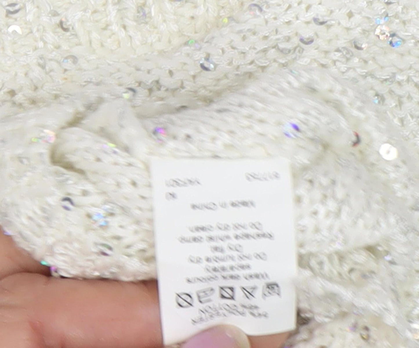 River Island Women's Ivory Sequin Tank Top - Size 10