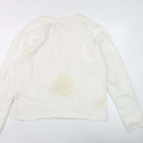 Zara Men White XL Retro Logo Sweatshirt