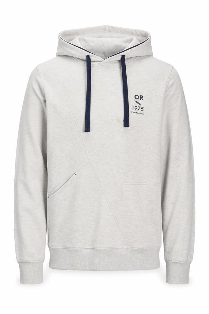 Front view of Jack & Jones Men's Grey XL Pullover Hoodie