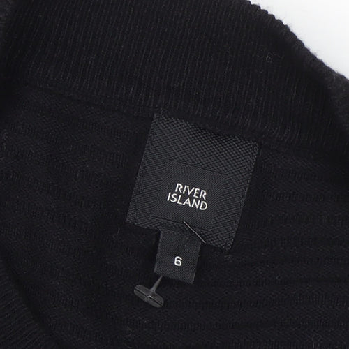 River Island Women Black Pullover Check Bow Jumper Size 6