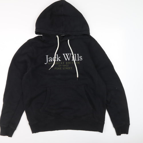 Jack Wills Men's Black Pullover Hoodie - L