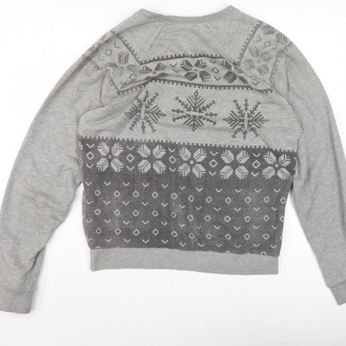 Zara Men's Grey Winter Geometric Pullover Sweatshirt XL