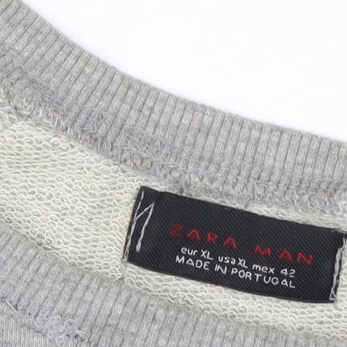 Zara Men's Grey Winter Geometric Pullover Sweatshirt XL