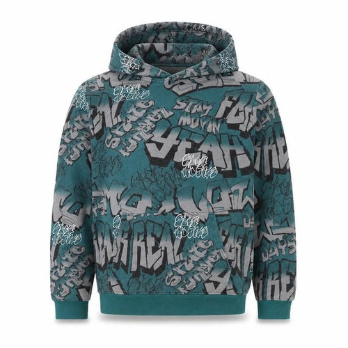 H&M Boys Green Graphic Hoodie, 12-13 Years, Fleece, Pullover