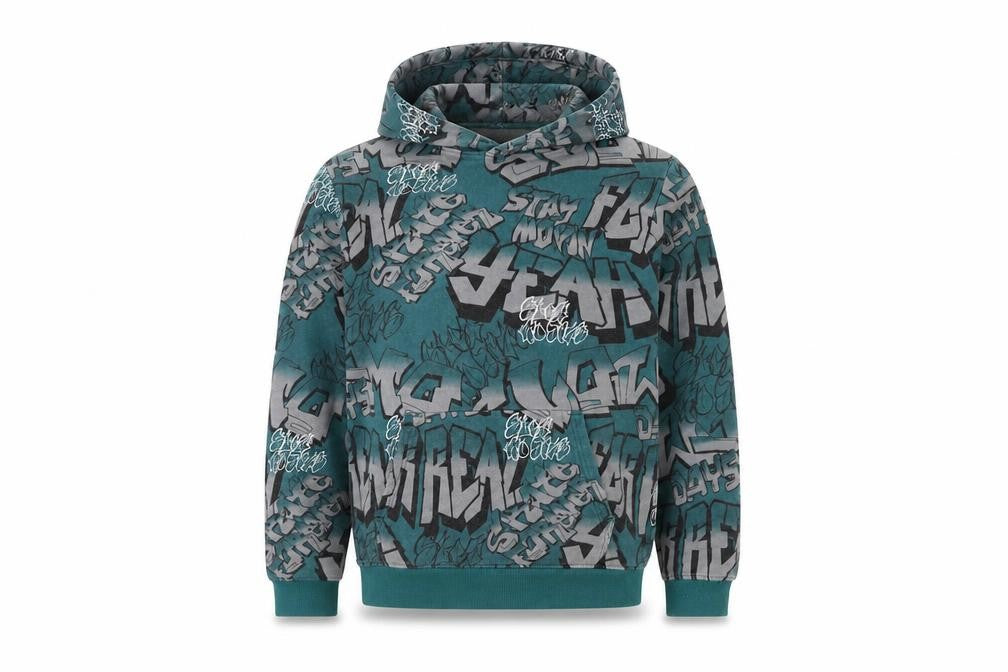 H&M Boys Green Graphic Hoodie, 12-13 Years, Fleece, Pullover