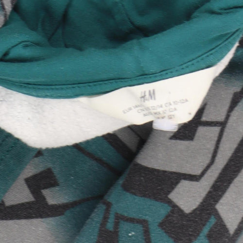 H&M Boys Green Graphic Hoodie, 12-13 Years, Fleece, Pullover