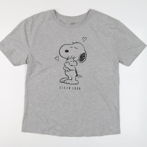 Marks and Spencer Women Grey T-Shirt Size 12 Cartoon Graphic