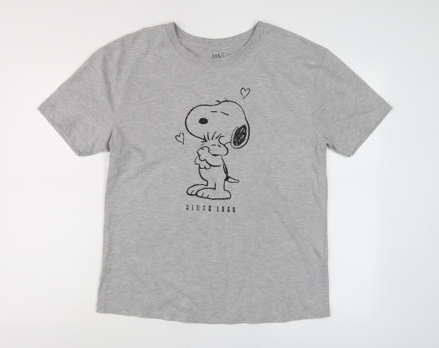 Marks and Spencer Women Grey T-Shirt Size 12 Cartoon Graphic