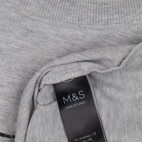 Marks and Spencer Women Grey T-Shirt Size 12 Cartoon Graphic