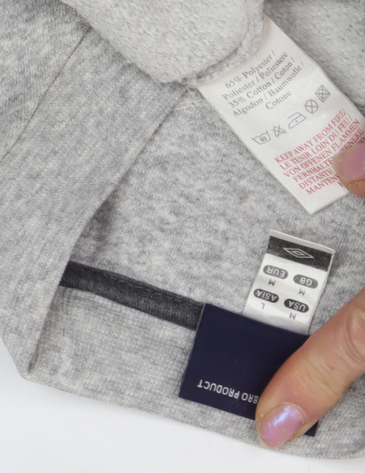 Umbro Men's Grey Sweatshirt M with Logo Accent