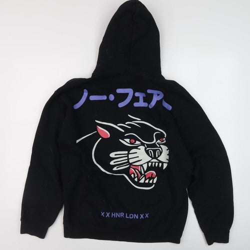 HONOUR Men's Black Graphic Pullover Hoodie, Size S