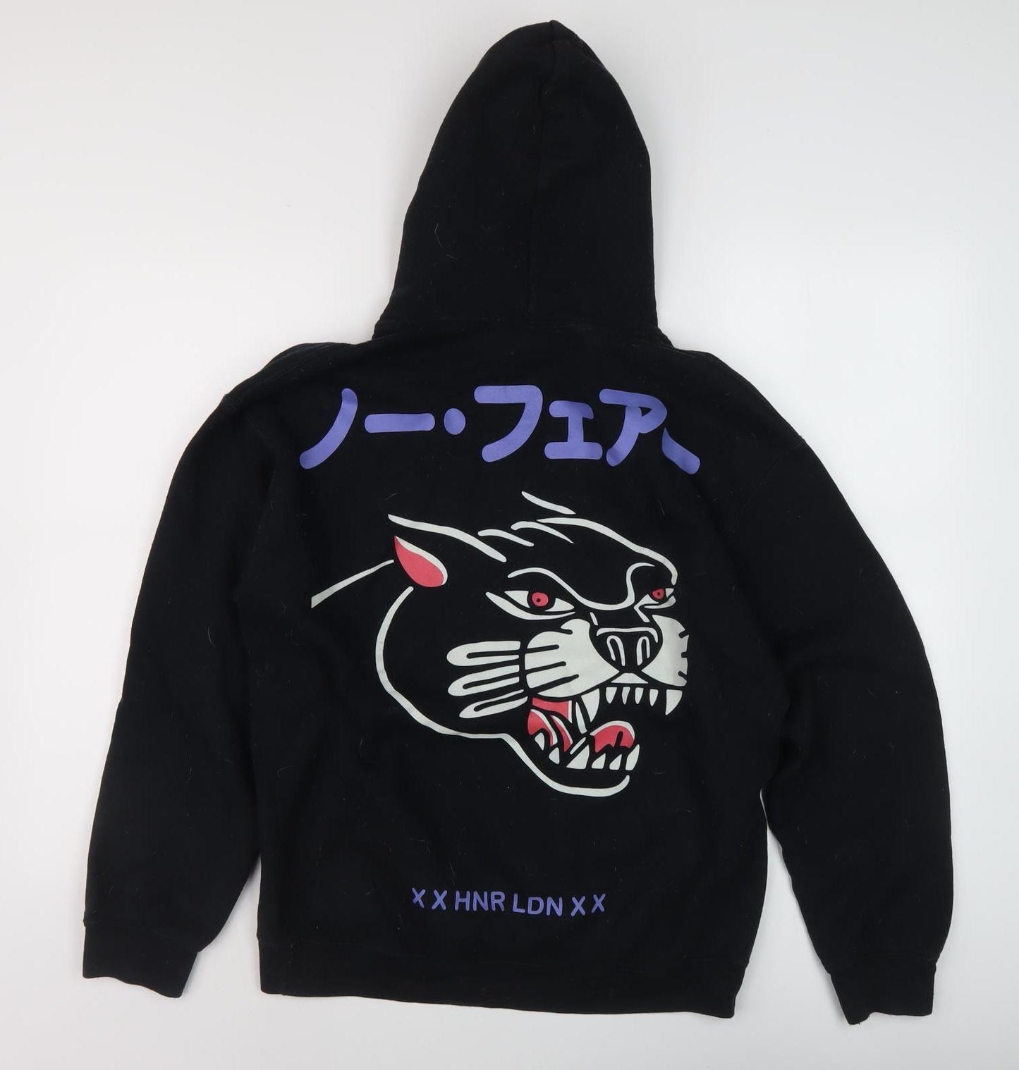 HONOUR Men's Black Graphic Pullover Hoodie, Size S