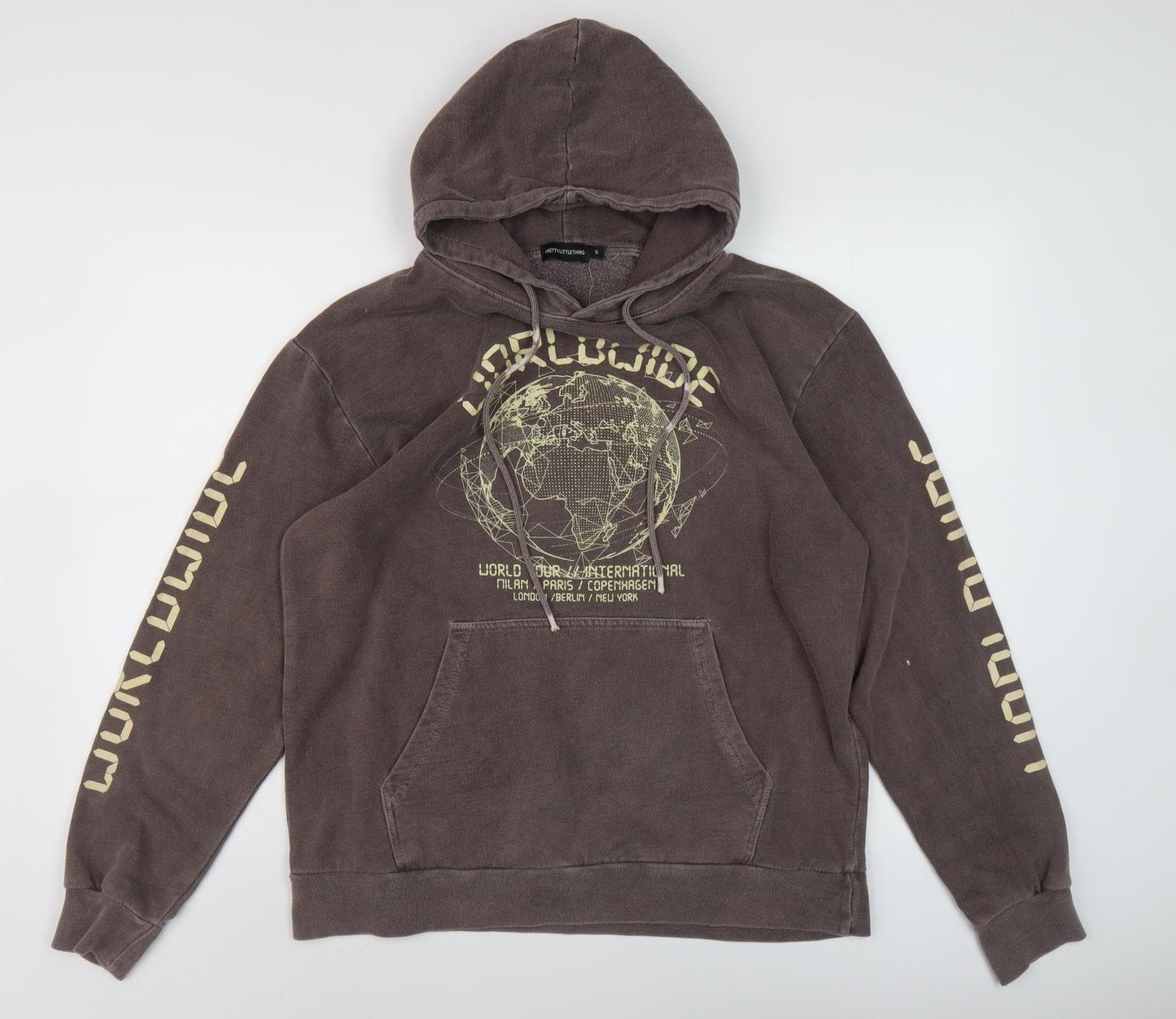 PRETTYLITTLETHING Women’s Brown Pullover Hoodie, Size S