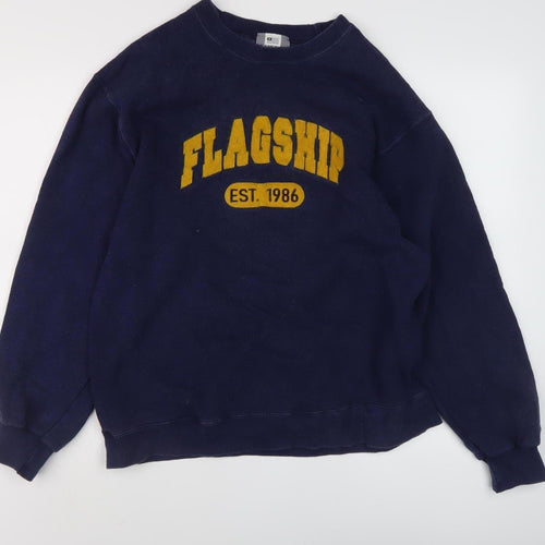 J. America Men's Blue Graphic Pullover Sweatshirt L