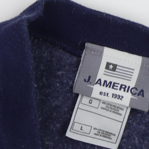 J. America Men's Blue Graphic Pullover Sweatshirt L