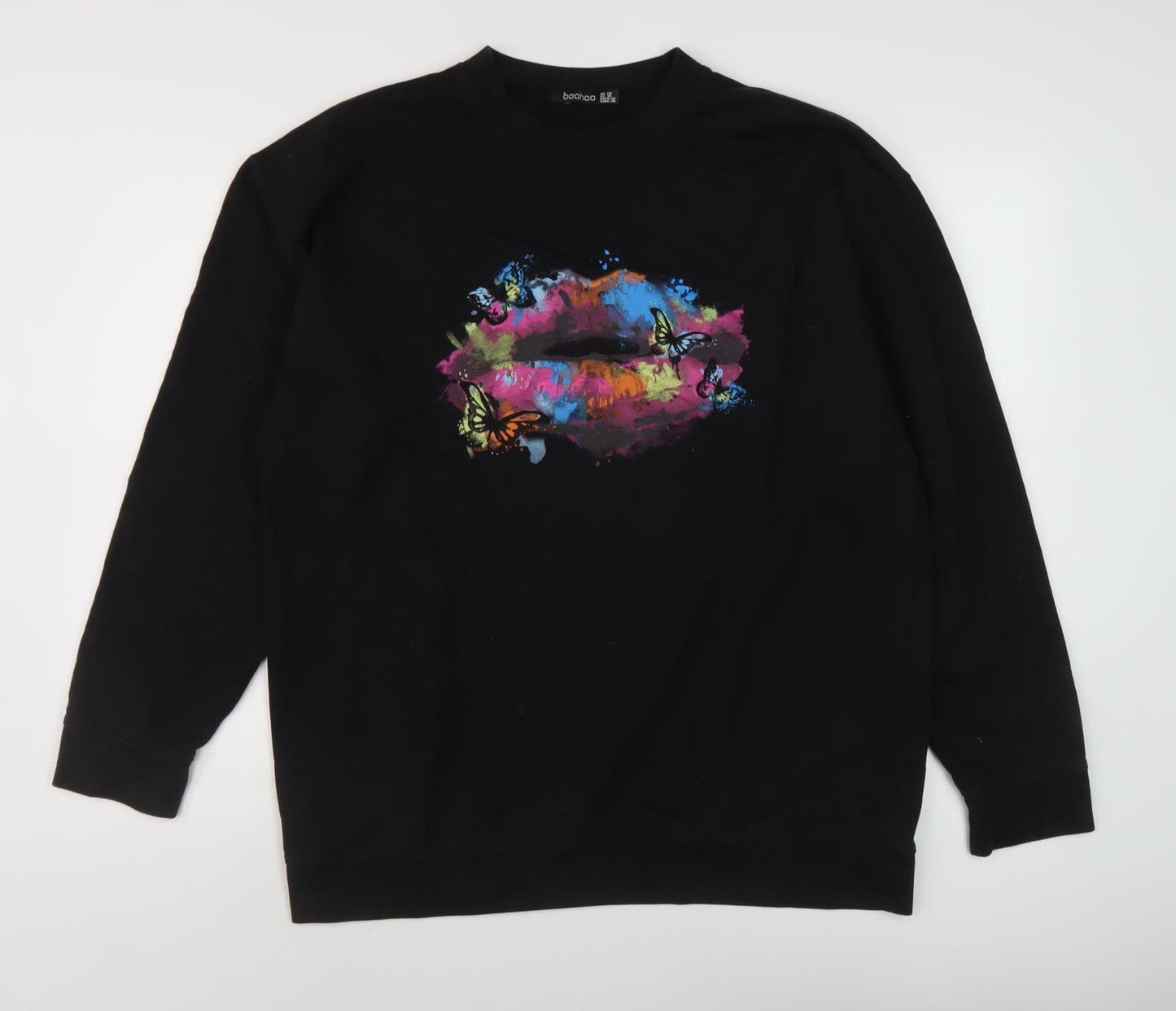 Boohoo Women's Black Plus Graphic Sweatshirt Size 20