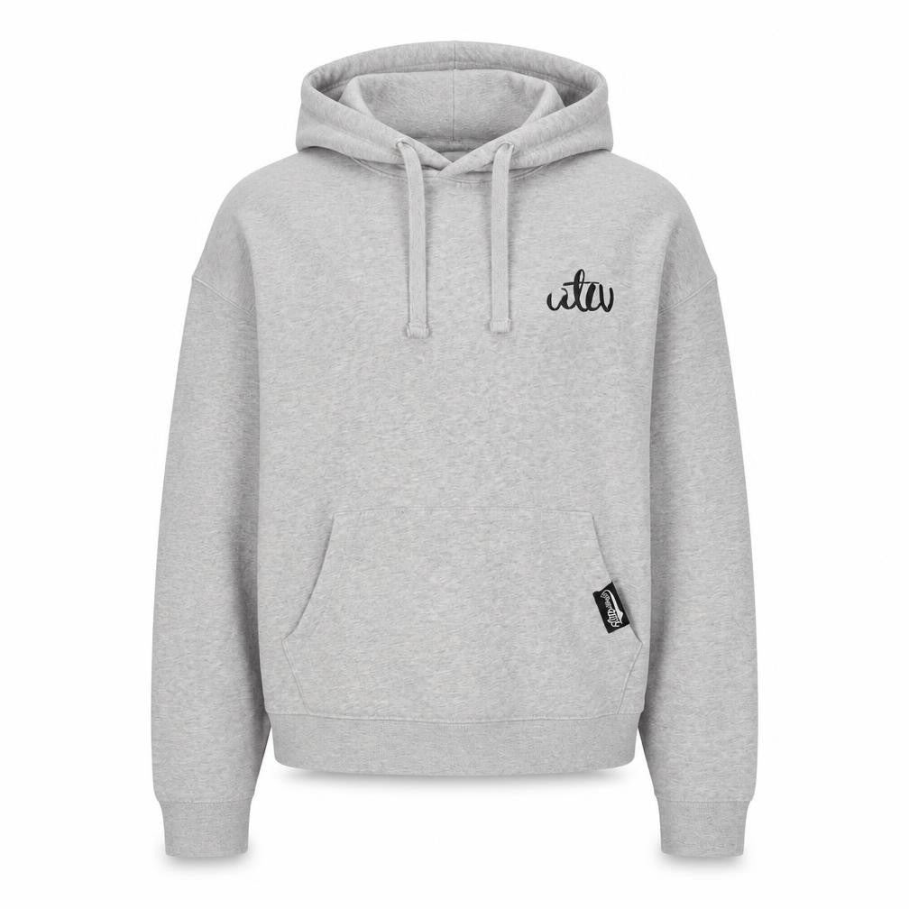 Front view of ATU Men's Grey Fleece Pullover Hoodie S
