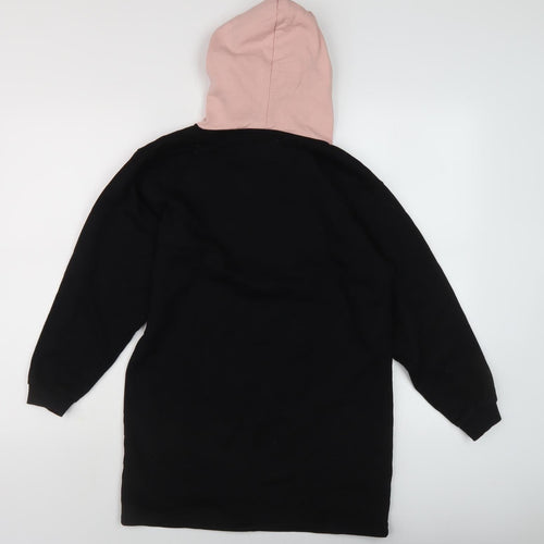 Threadgirls Teens Black Pullover Hoodie Glitter Heart