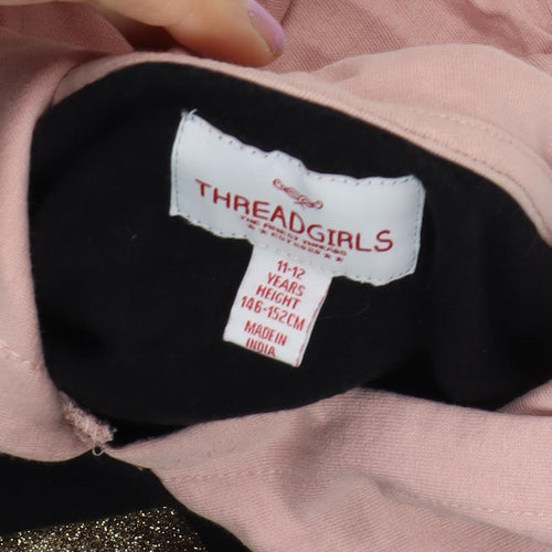 Threadgirls Teens Black Pullover Hoodie Glitter Heart