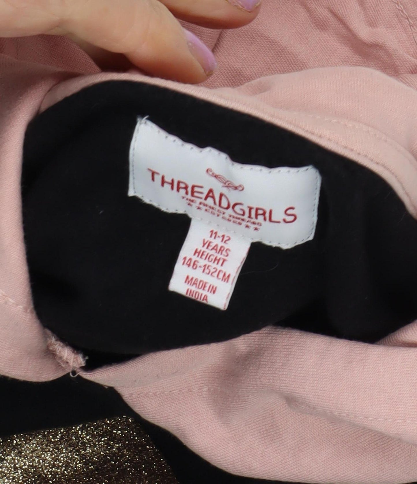 Threadgirls Teens Black Pullover Hoodie Glitter Heart