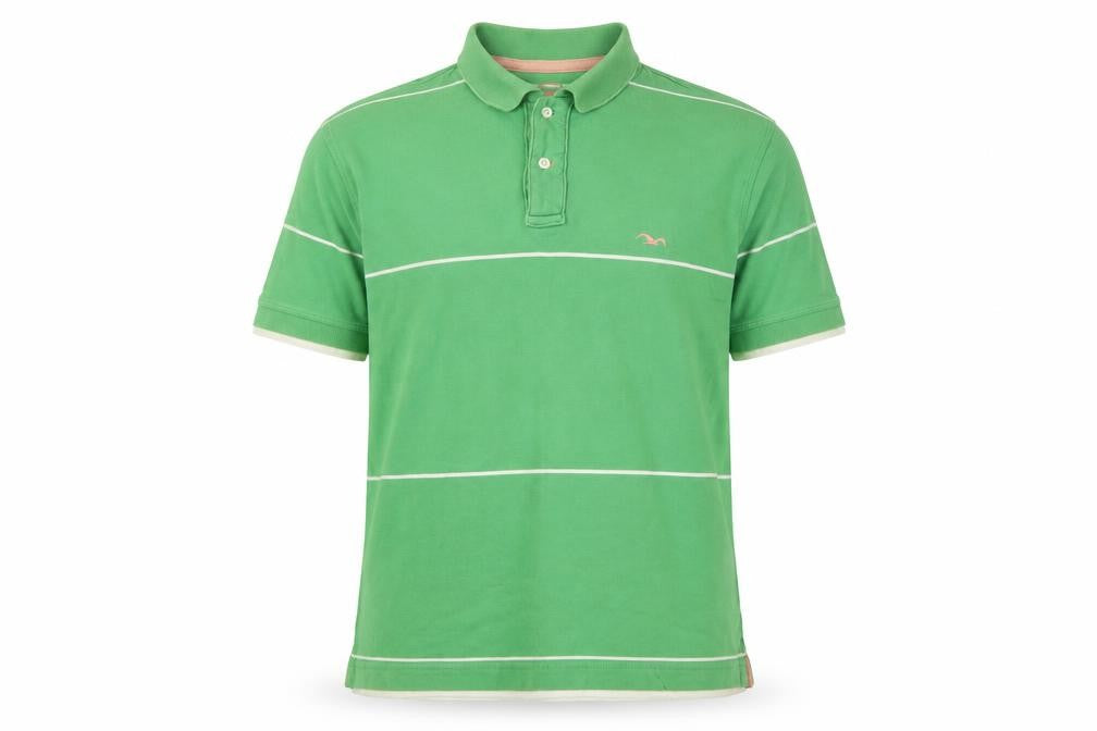 Front view of Marks & Spencer Men's Green Striped Polo Shirt M