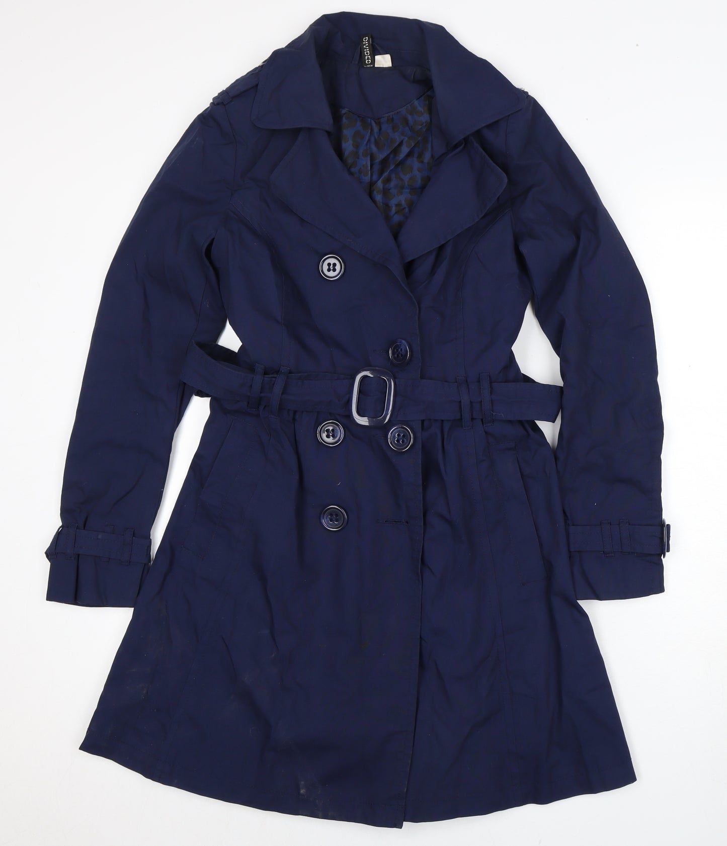 Divided Blue Women's Trench Coat Size 8 Belted Casual