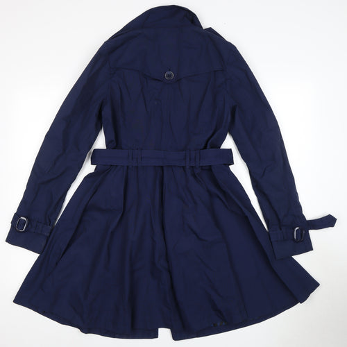 Divided Blue Women's Trench Coat Size 8 Belted Casual
