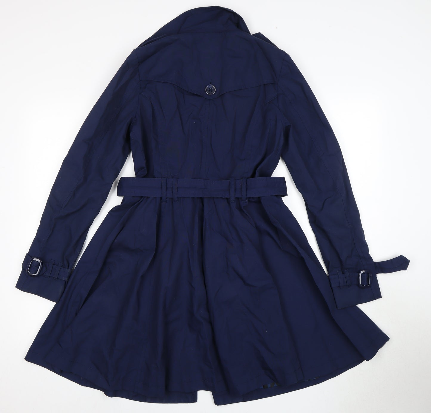 Divided Blue Women's Trench Coat Size 8 Belted Casual