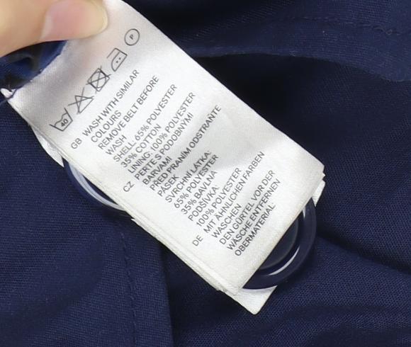 Divided Blue Women's Trench Coat Size 8 Belted Casual