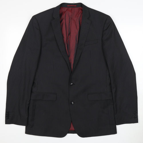 Next Men's Black Blazer, 38R, Striped, Elegant Style